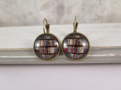 Cat Earrings with Books