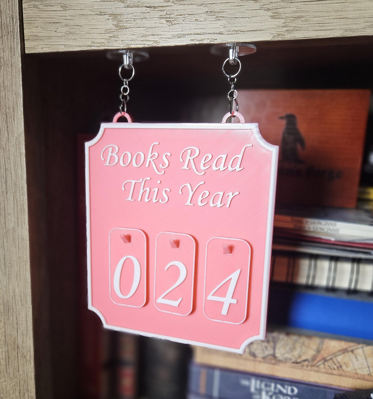 Hanging Bookshelf Counter bookish decor Books Read this year counter up to 999 round adhesive connectors