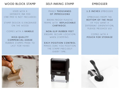 Personalized Book Embosser | Rubber Stamp, Self Inking Stamp or Embosser | Monoalphabetic Style