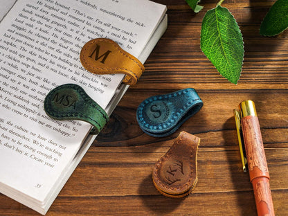 Personalized Leather Magnetic Bookmark