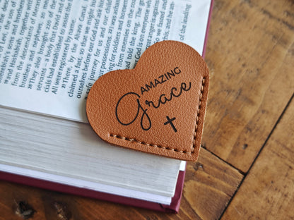 Bible Quote Leather Heart Page Corner Bookmark