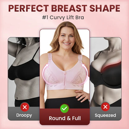 CurvyLace - Powerful Lifting & Shaping Front Zipper Bra