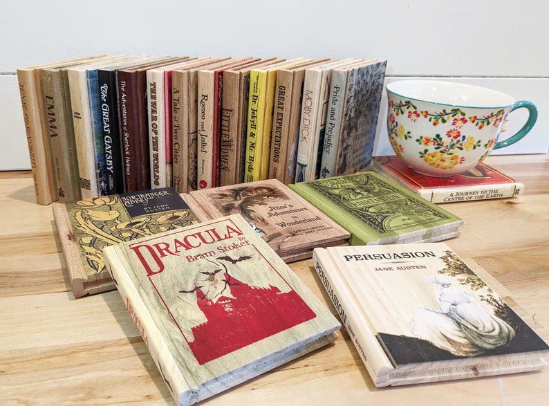 Reclaimed Wood Book Coaster Set