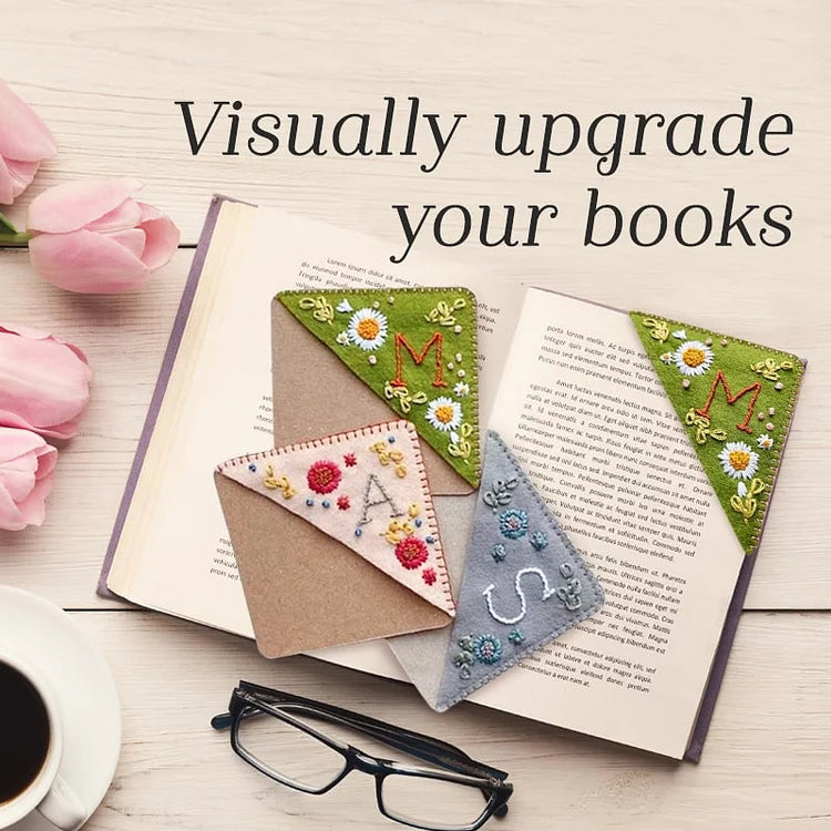 Personalized Hand Embroidered Corner Bookmark