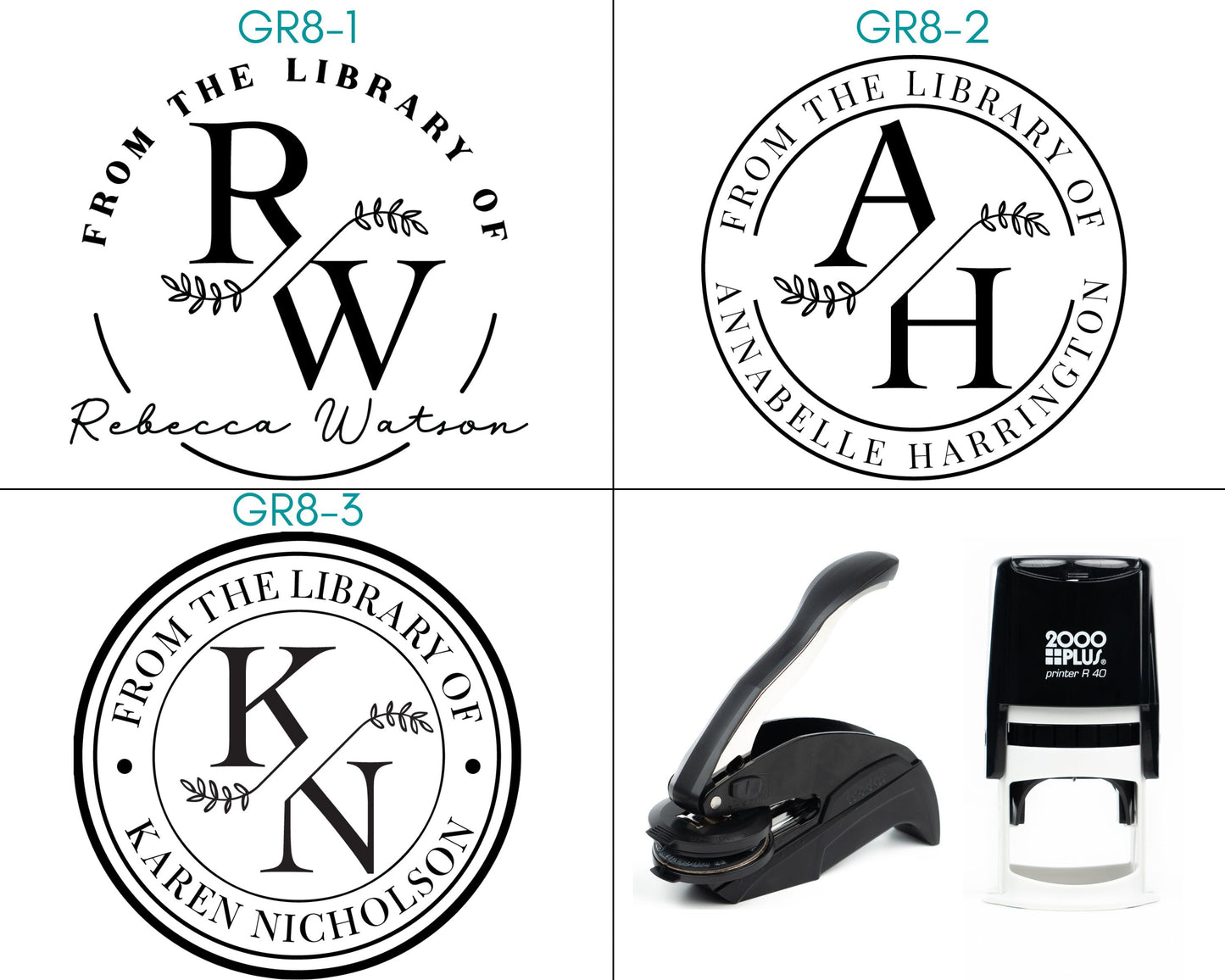 Personalized Book Embosser | Stamp | Self Inking Stamp | Double Letter Style