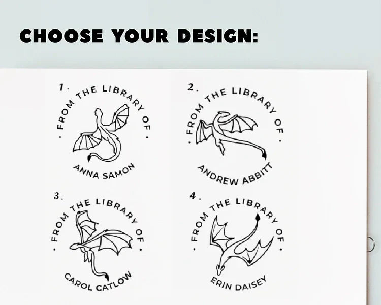 Flying Dragon Custom Embosser Personalized Custom From the Library of  Book Stamp, Custom Self-Inking Stamp