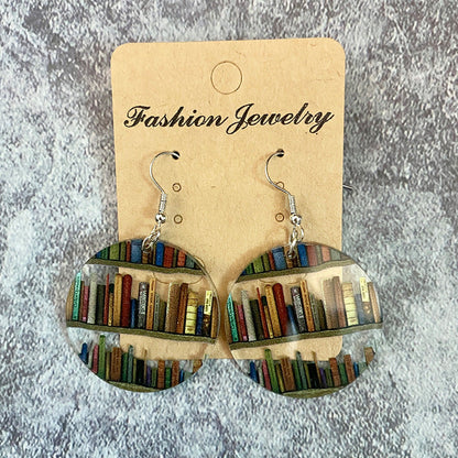 Cat Earrings with Books
