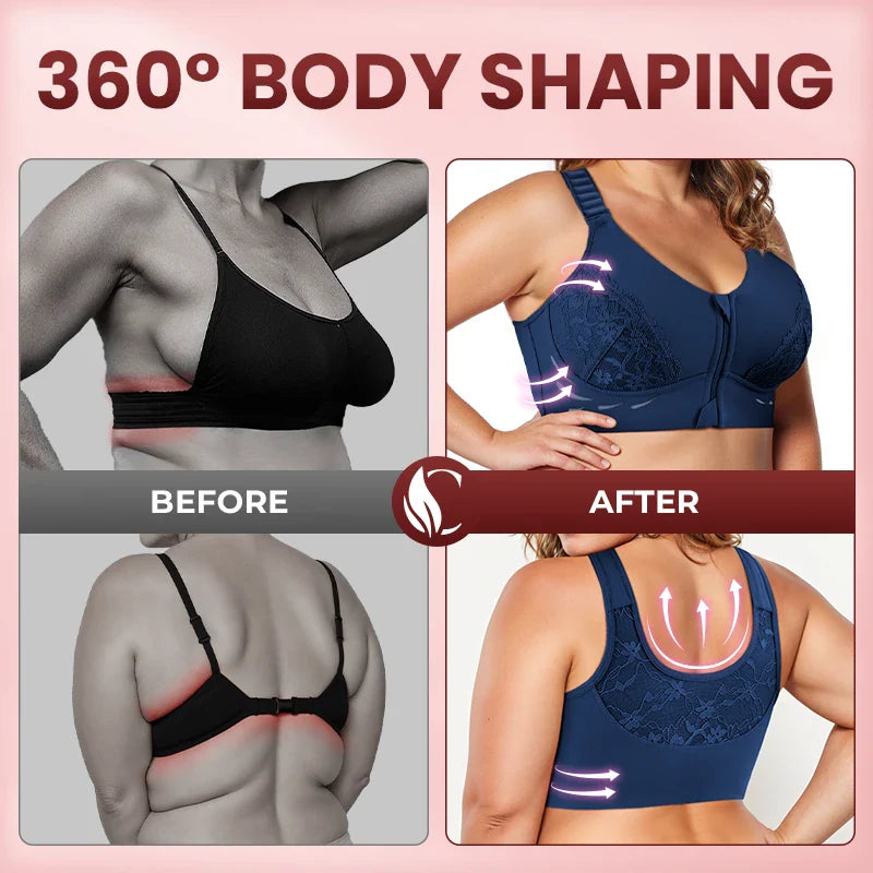 CurvyLace - Powerful Lifting & Shaping Front Zipper Bra