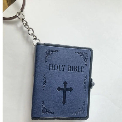 Miniature Leather Holy Bible Keychain