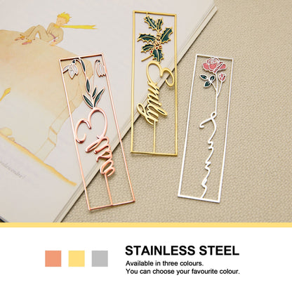 Custom Birthday Flower Stainless Steel Bookmarks