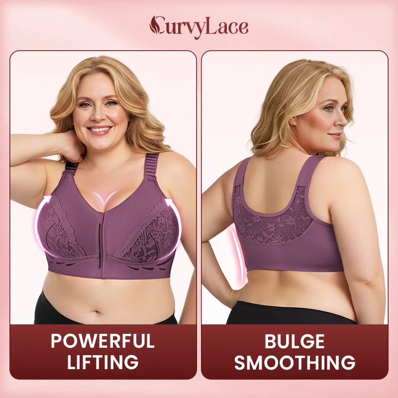 CurvyLace - Powerful Lifting & Shaping Front Zipper Bra