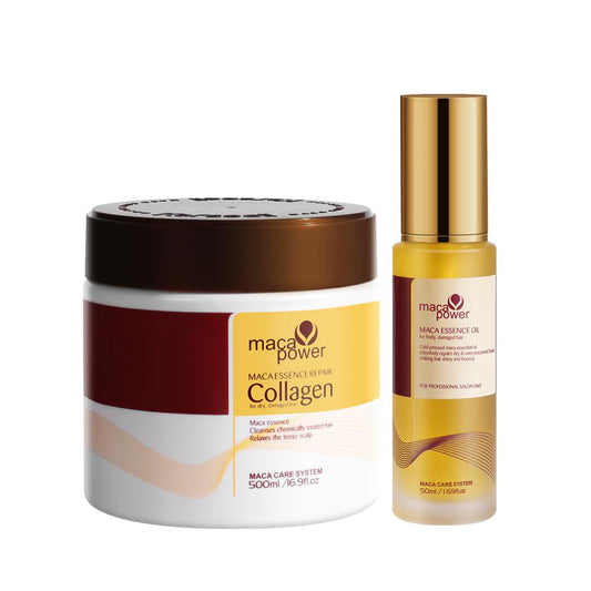 🔥Hot Sale Collagen Hair Treatment Deep Repair Conditioning All Hair Types 16.90 oz 500ml + Argan Oil Hair Serum for Dry Damaged Hair 50ml