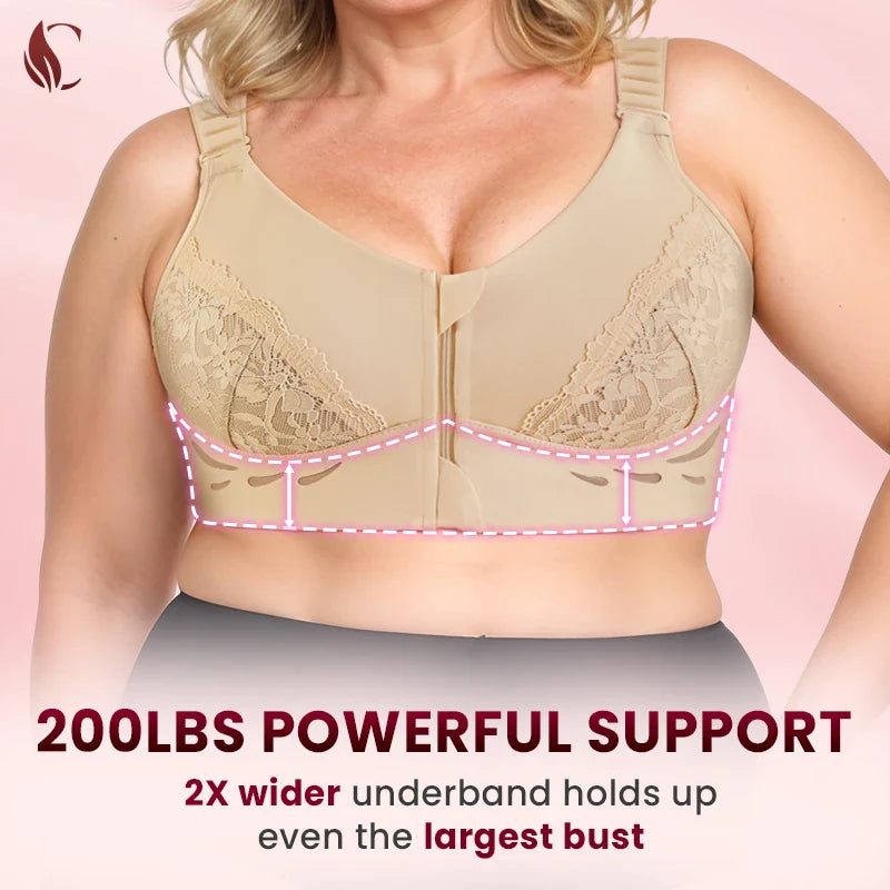 CurvyLace - Powerful Lifting & Shaping Front Zipper Bra