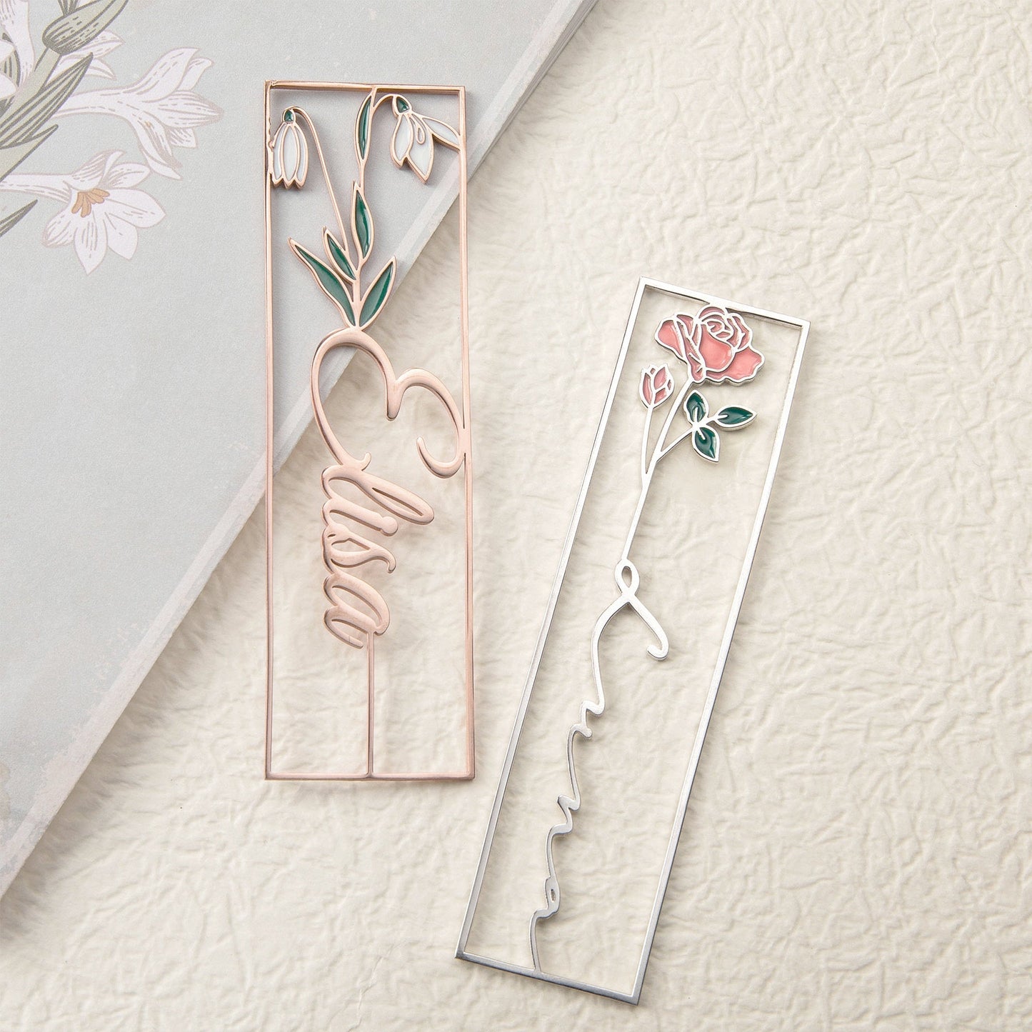 Custom Birthday Flower Stainless Steel Bookmarks
