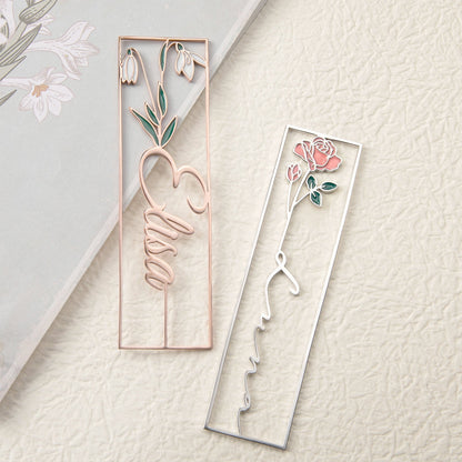 Custom Birthday Flower Stainless Steel Bookmarks