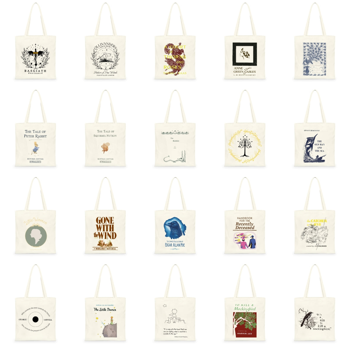 Book Canvas Bag, Book Lover Gift, Best Holiday Gifts, Various Book Covers, Practical and lightweight