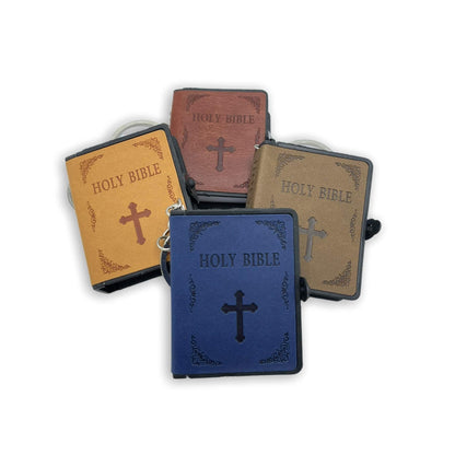 Miniature Leather Holy Bible Keychain