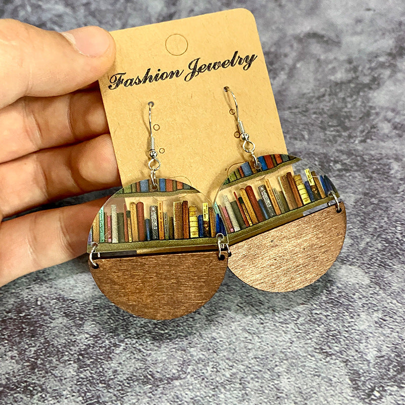 Cat Earrings with Books