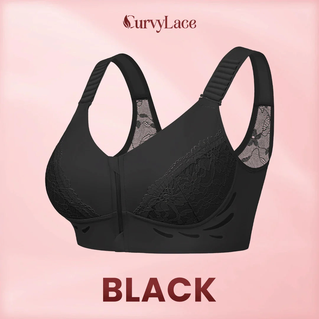 CurvyLace - Powerful Lifting & Shaping Front Zipper Bra