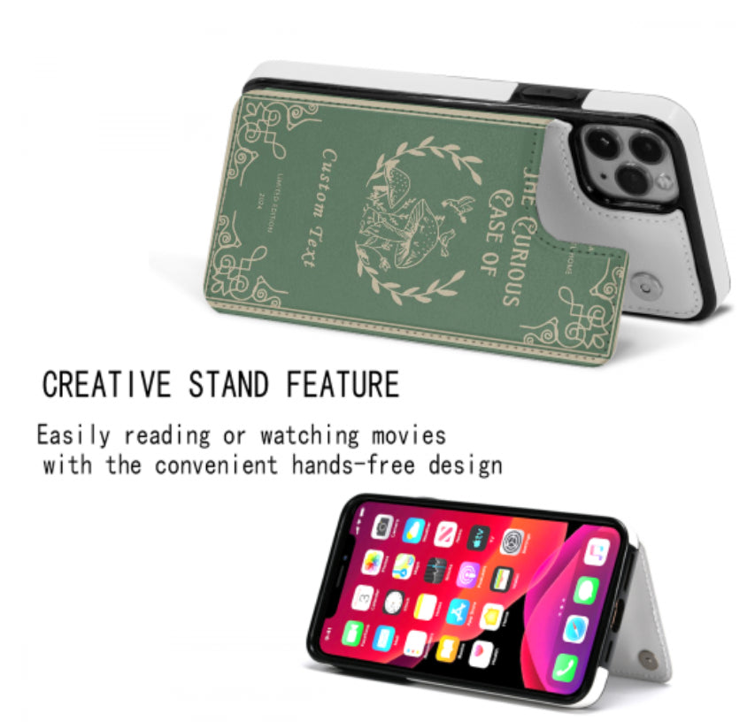 Personalized Faux Leather Wallet Phone Case | Aesthetic Mushroom Floral | Book Lover Gift