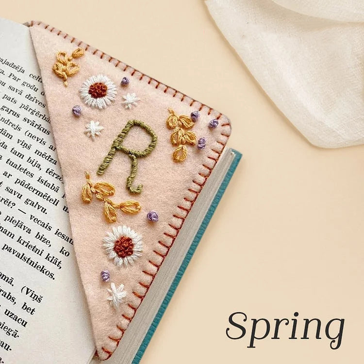 Personalized Hand Embroidered Corner Bookmark