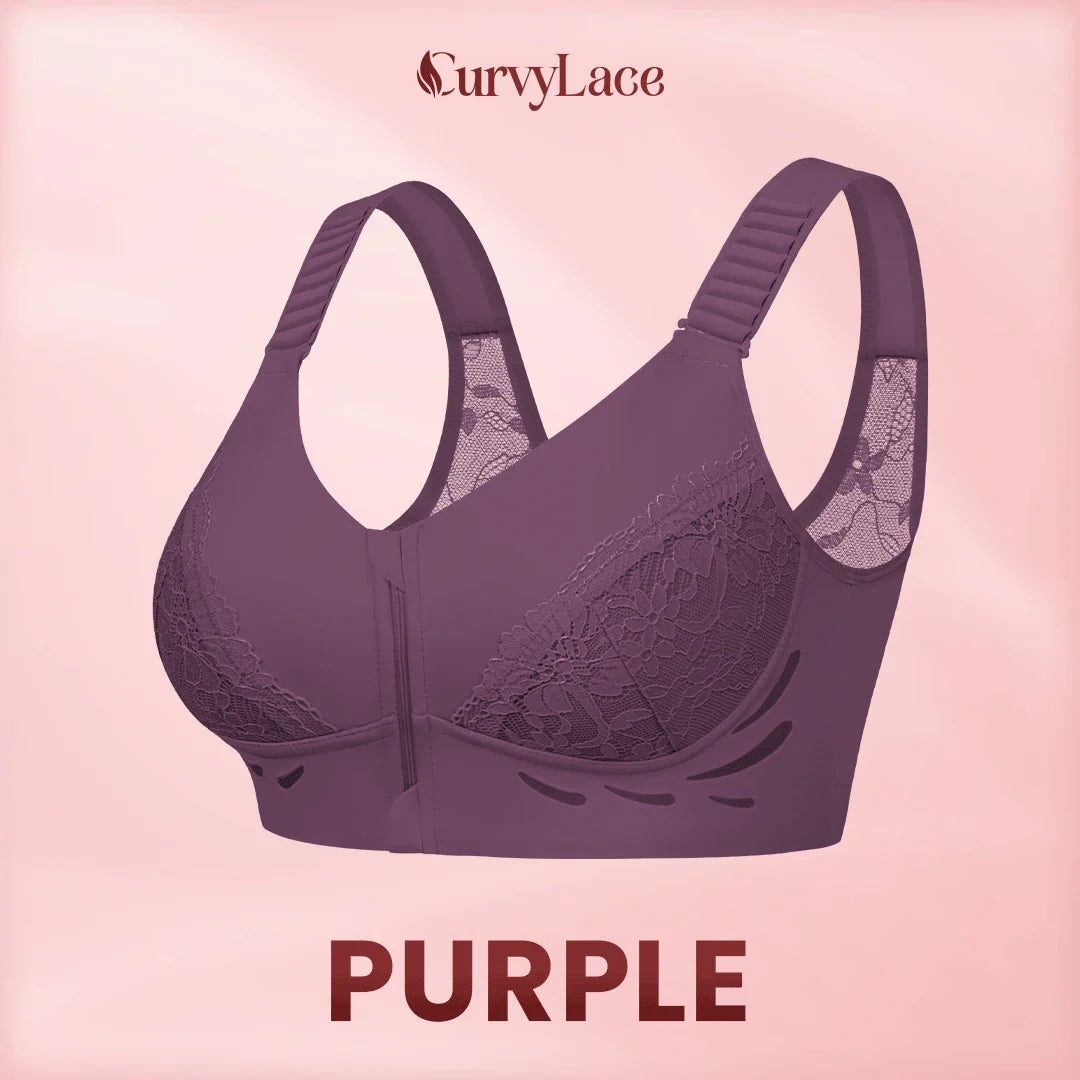 CurvyLace - Powerful Lifting & Shaping Front Zipper Bra