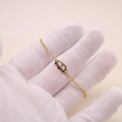 Book Bracelet, Minimalist Open Book Bracelet, Book Lover Bracelet