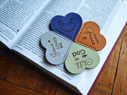 Bible Quote Leather Heart Page Corner Bookmark