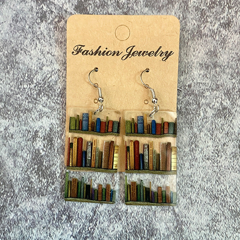 Cat Earrings with Books