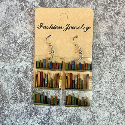 Cat Earrings with Books