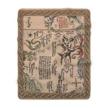 Thorin's map and Bilbo Baggins Sherpa Fleece Blanket, LOTR home, Magical Halloween gift(Free shipping)
