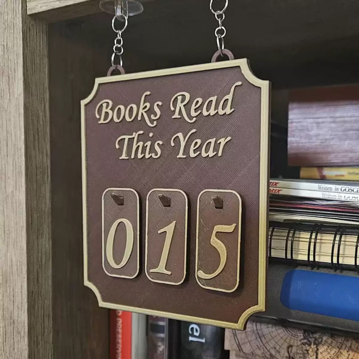 Hanging Bookshelf Counter bookish decor Books Read this year counter up to 999 round adhesive connectors