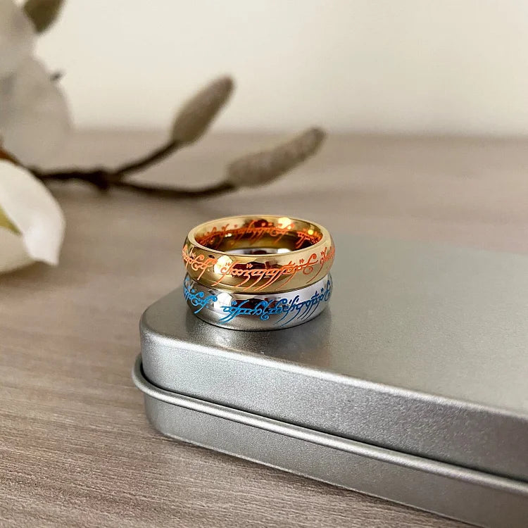 Elvish Rings Glow in the Dark, 1:1 Replica, Magical Halloween gift for couples, for boyfriend or just for yourself(set of 2 free ship)