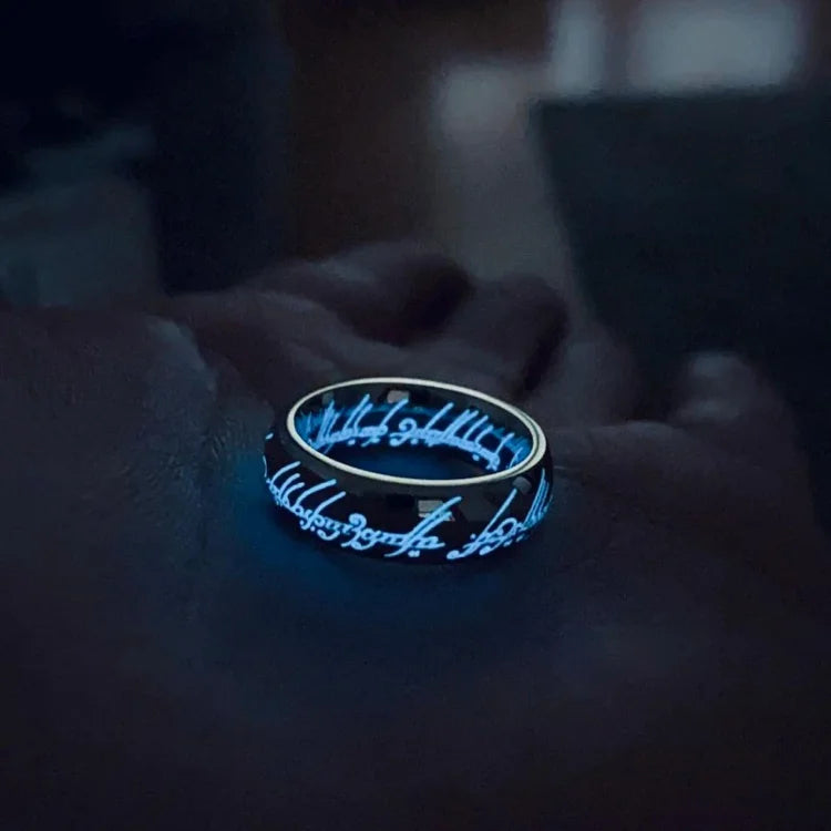 Elvish Rings Glow in the Dark, 1:1 Replica, Magical Halloween gift for couples, for boyfriend or just for yourself(set of 2 free ship)