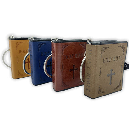 Miniature Leather Holy Bible Keychain