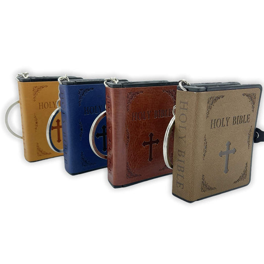 Miniature Leather Holy Bible Keychain