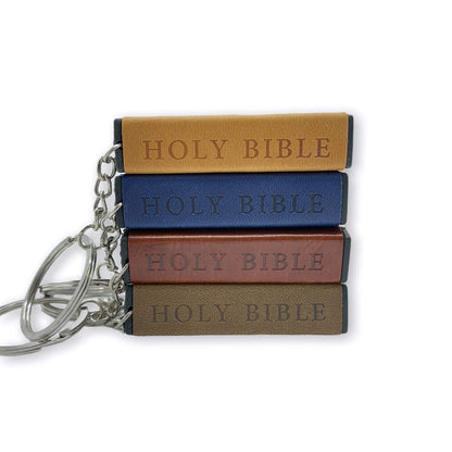 Miniature Leather Holy Bible Keychain
