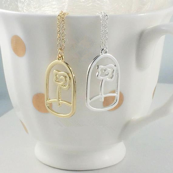 The Little Prince's Rose Necklace,Snake swallowing elephant Necklace,Unique Gift for Her