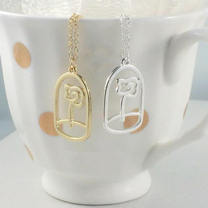 The Little Prince's Rose Necklace,Snake swallowing elephant Necklace,Unique Gift for Her