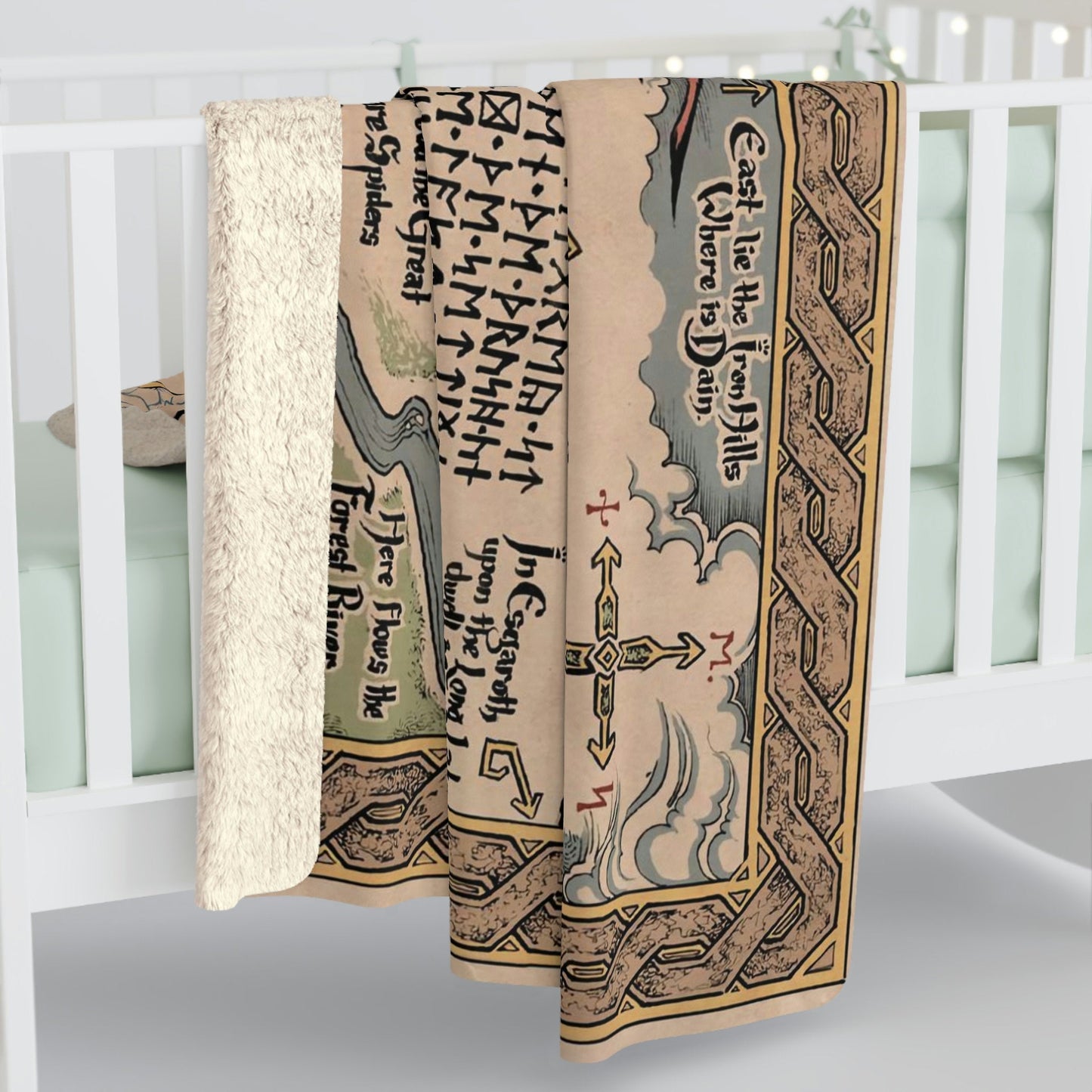 Thorin's map and Bilbo Baggins Sherpa Fleece Blanket, LOTR home, Magical Halloween gift(Free shipping)