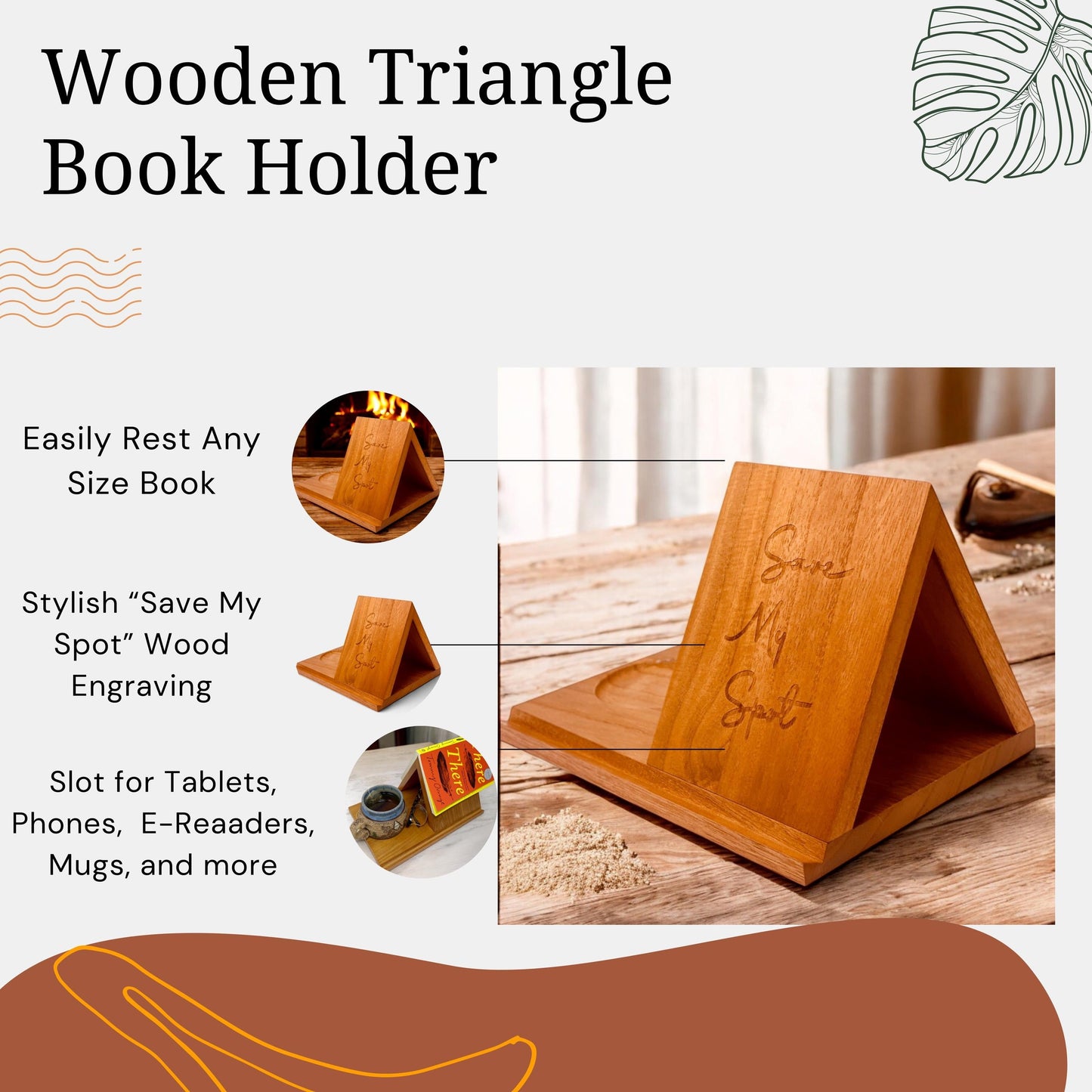 Triangle Book Holder, Gifts For Book Lovers Comes Assembled With Slot For Tablet Book Lover Gift Reading Book Stand Book Rest Gifts For Mom