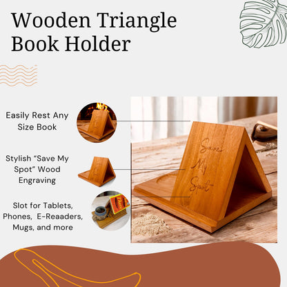 Triangle Book Holder, Gifts For Book Lovers Comes Assembled With Slot For Tablet Book Lover Gift Reading Book Stand Book Rest Gifts For Mom