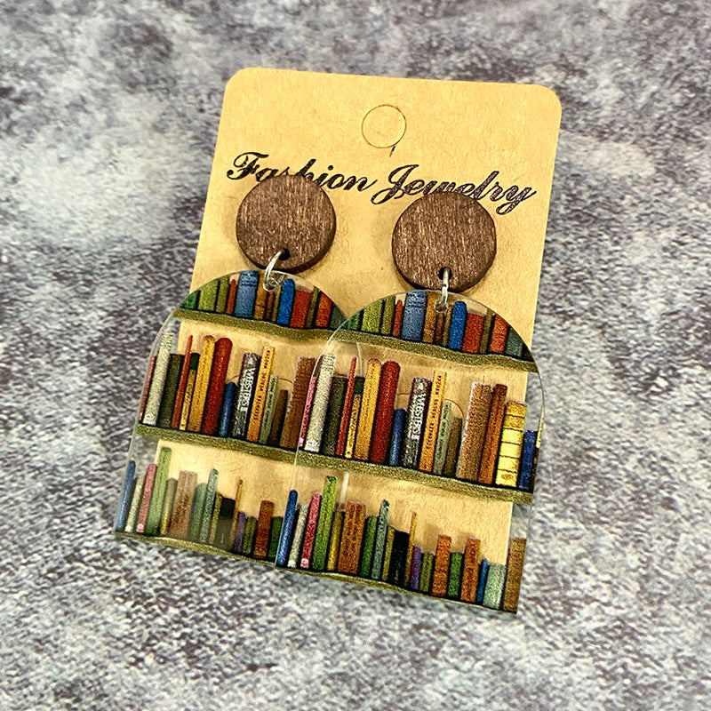 Cat Earrings with Books