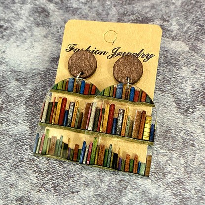 Cat Earrings with Books