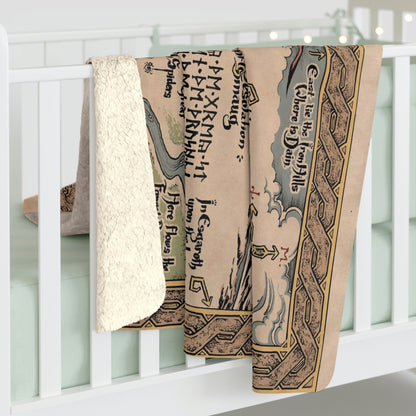 Thorin's map and Bilbo Baggins Sherpa Fleece Blanket, LOTR home, Magical Halloween gift(Free shipping)