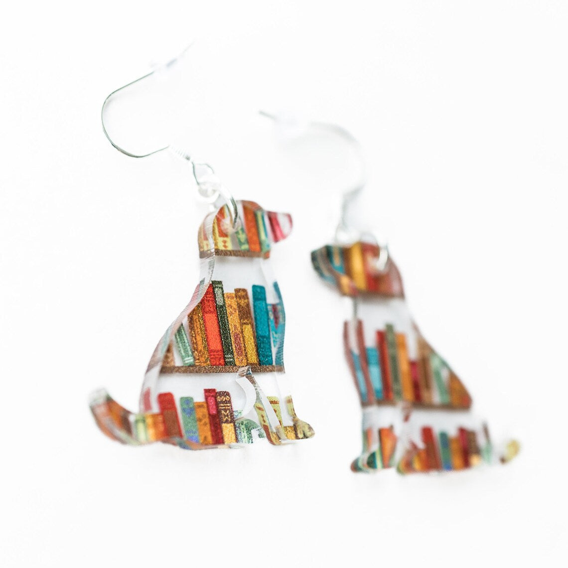 Cat Earrings with Books
