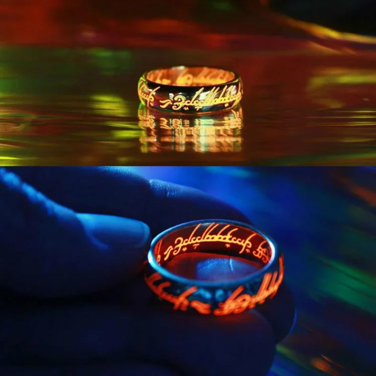 Elvish Rings Glow in the Dark, 1:1 Replica, Magical Halloween gift for couples, for boyfriend or just for yourself(set of 2 free ship)