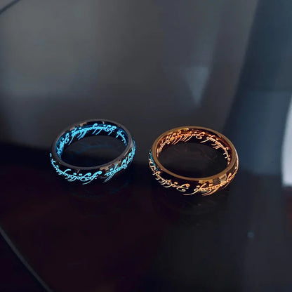 Elvish Rings Glow in the Dark, 1:1 Replica, Magical Halloween gift for couples, for boyfriend or just for yourself(set of 2 free ship)