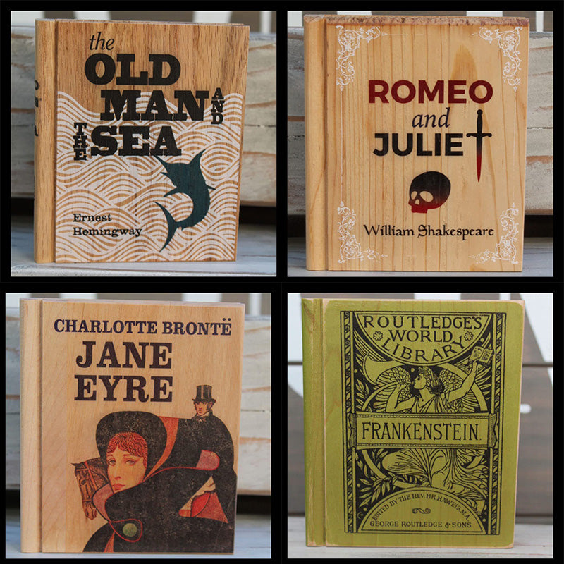 Reclaimed Wood Book Coaster Set