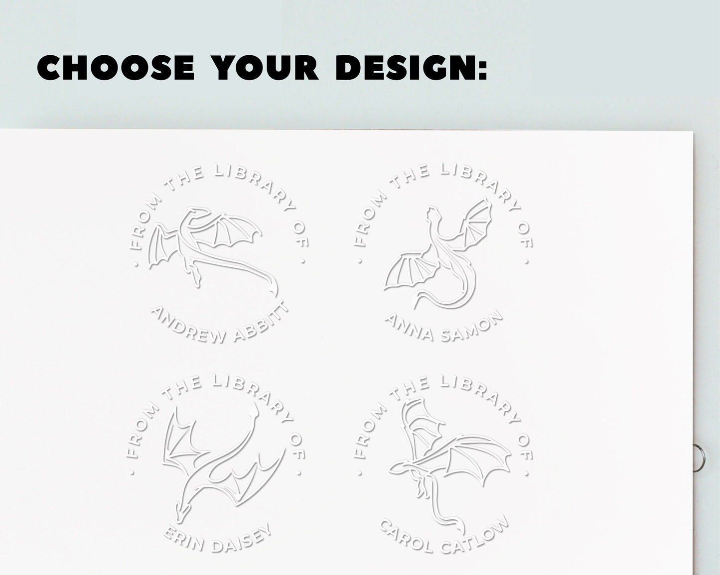 Flying Dragon Custom Embosser Personalized Custom From the Library of  Book Stamp, Custom Self-Inking Stamp